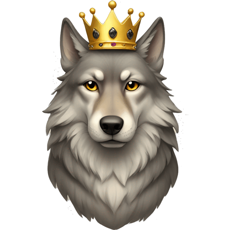 Portrait wolf with crown  emoji