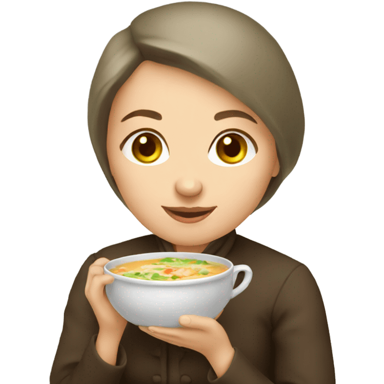 Russian lady holding soup emoji