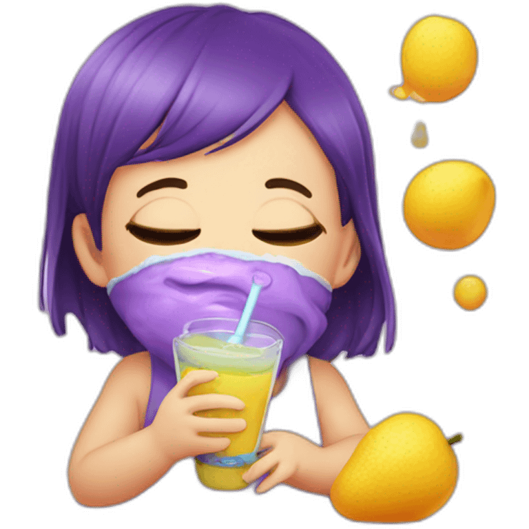 newborn drinking purple juice spill over face dizzy emoji