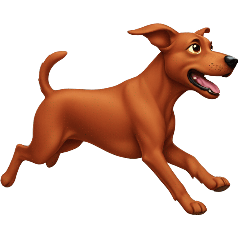 solid red dog with pointed ears running emoji