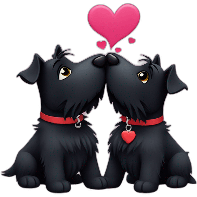 Two black Scottish terrier kissing emoji