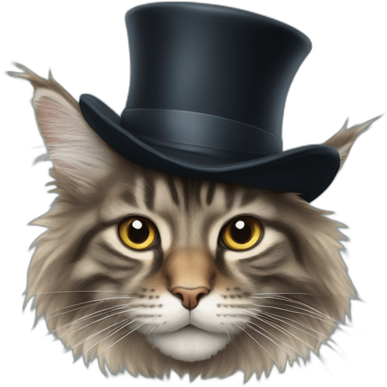 maine coon wearing a top hat emoji