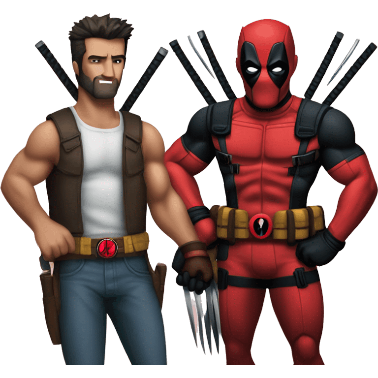 Deadpool and Wolverine holding hands emoji