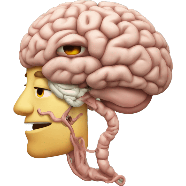 A human brain with a worm coming out of it emoji