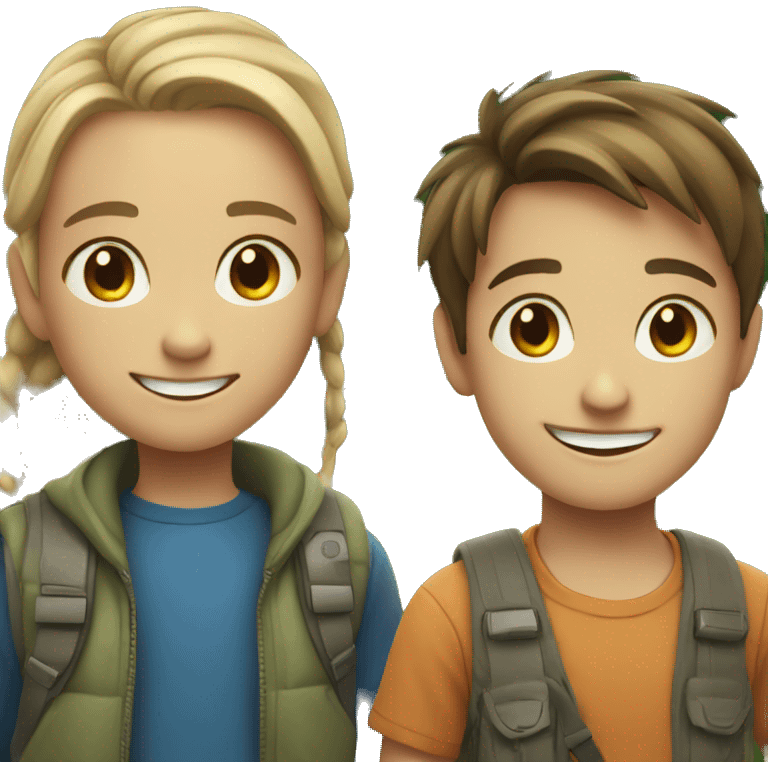 smiling girl and boy outdoors emoji