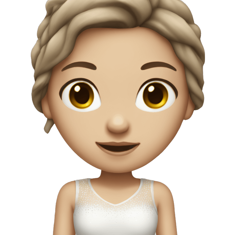 Ice skater girl with white skin, brown hair cute outfit emoji