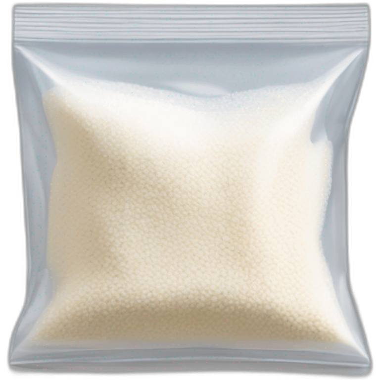 small square transparent ziplock bag, half full of white powder emoji