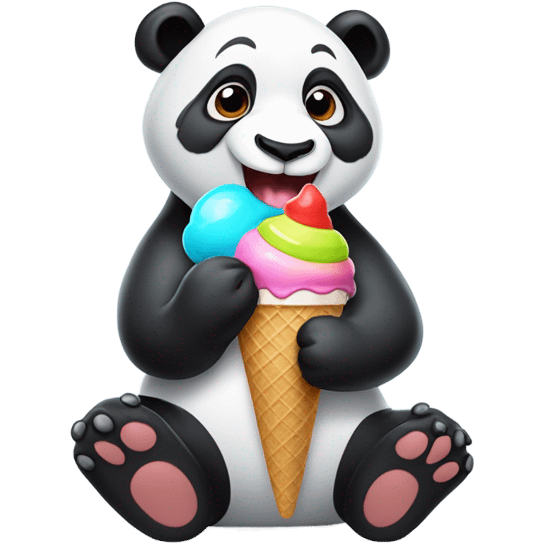 Panda eating ice cream emoji