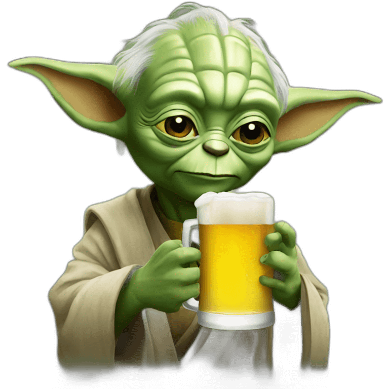 Yoda drinks beer emoji