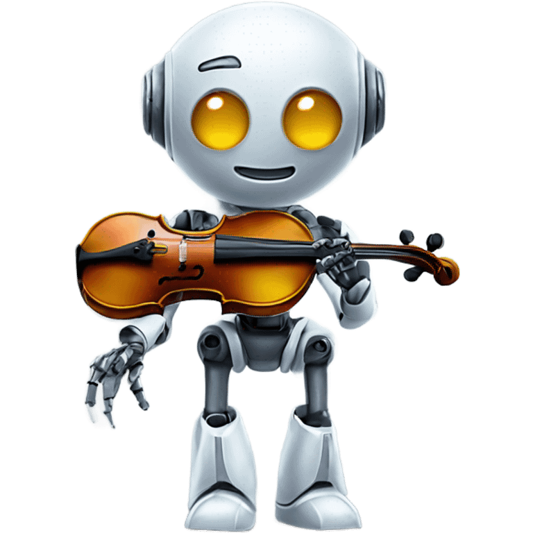 cute robot holds a violin emoji