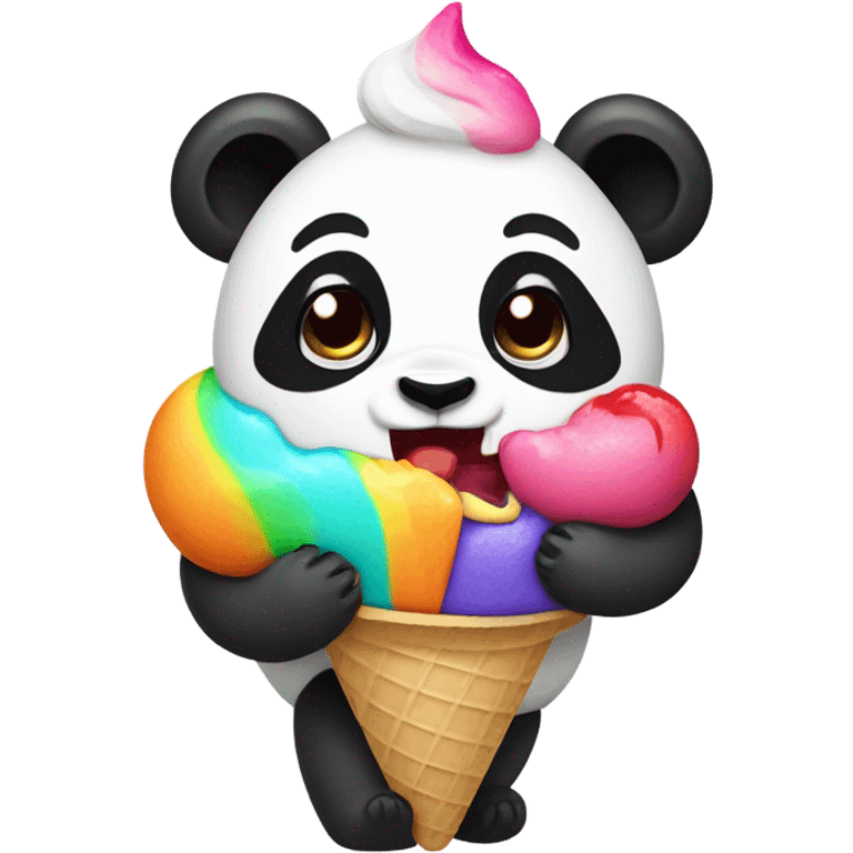 Panda eating ice cream emoji