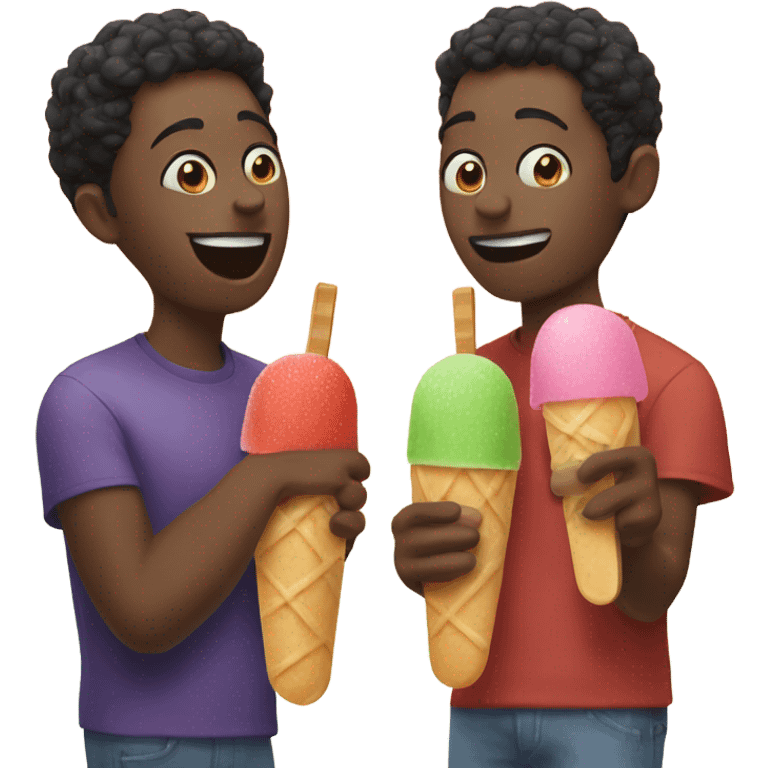 2 friends eating popsicles  emoji