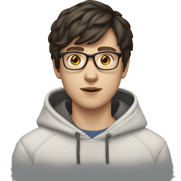 18 yo white boy dark short hair with glasses in a hoodie  emoji