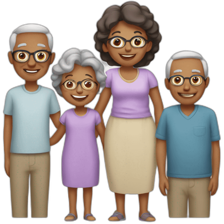 family of 3 with grandchildr and 2 grandparents emoji