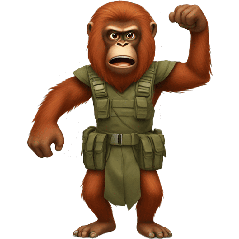 Angry orangutan in a combat outfit  emoji