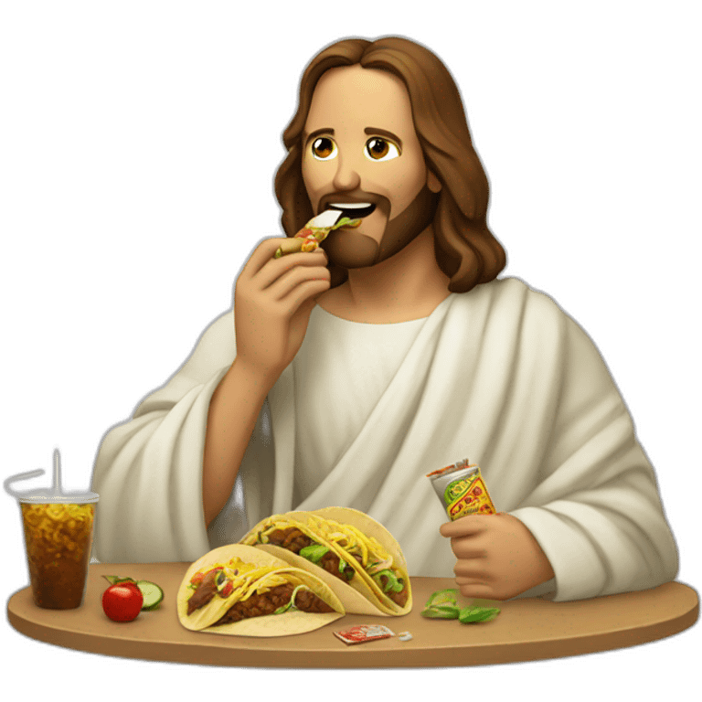 Jesus Christ eating tacos and cigarettes emoji