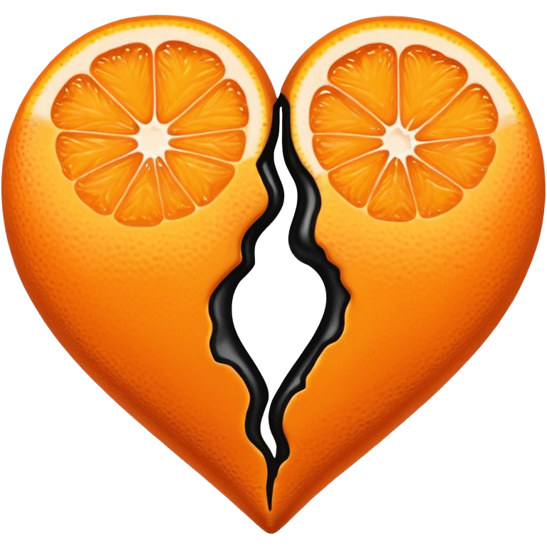 Half orange and half black heart emoji