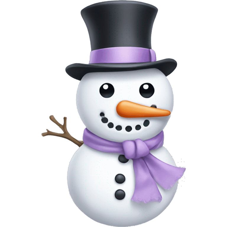 Snowman with a lilac bow emoji