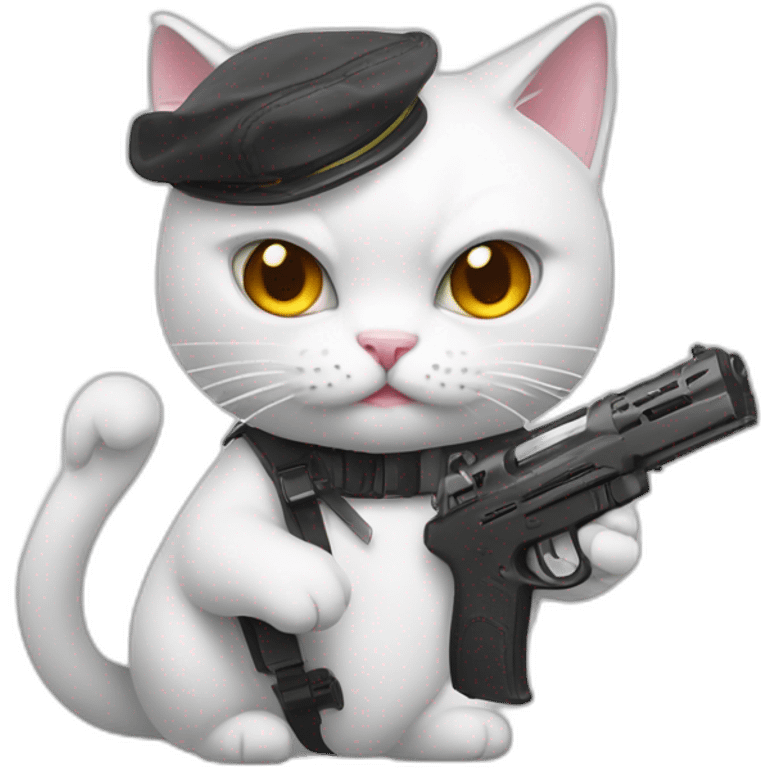 gay white cat angry pointing realistic toy gun a emoji