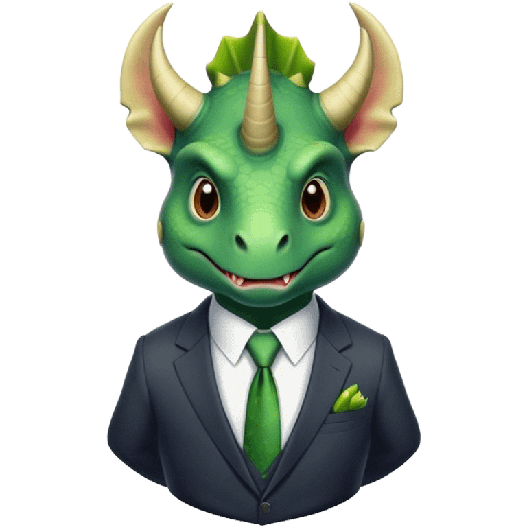 faces of different office green triceratops in a suit emoji