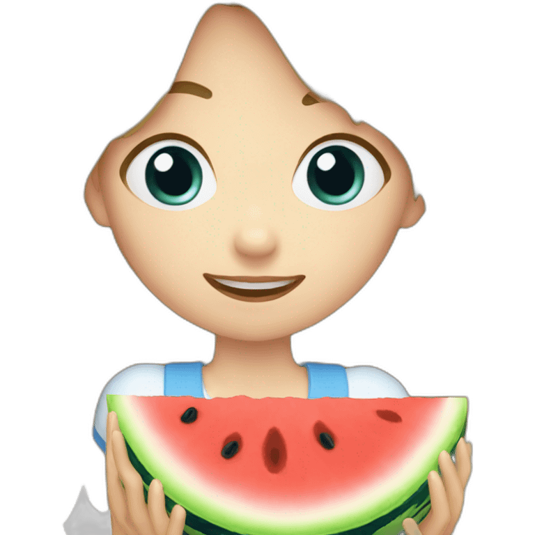 Alice eating à water melon emoji