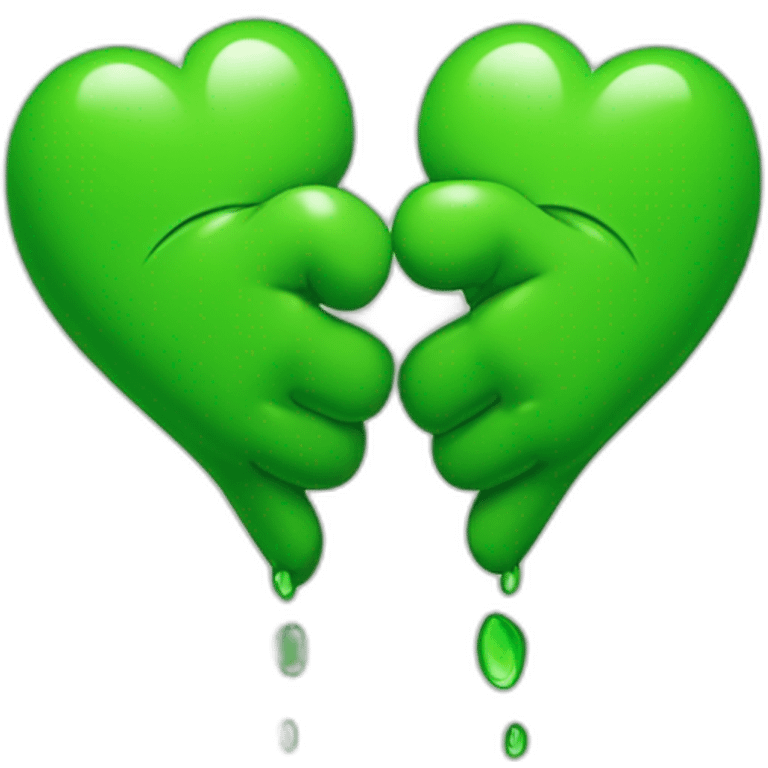 Two-Green-heart-shaking-hand emoji