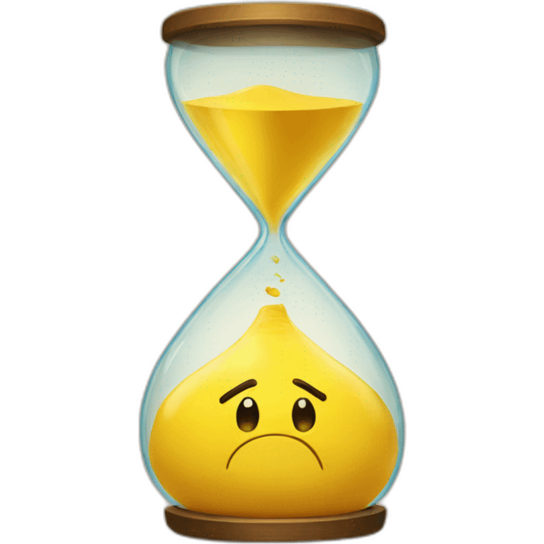 big yellow emoji looking at hourglass emoji