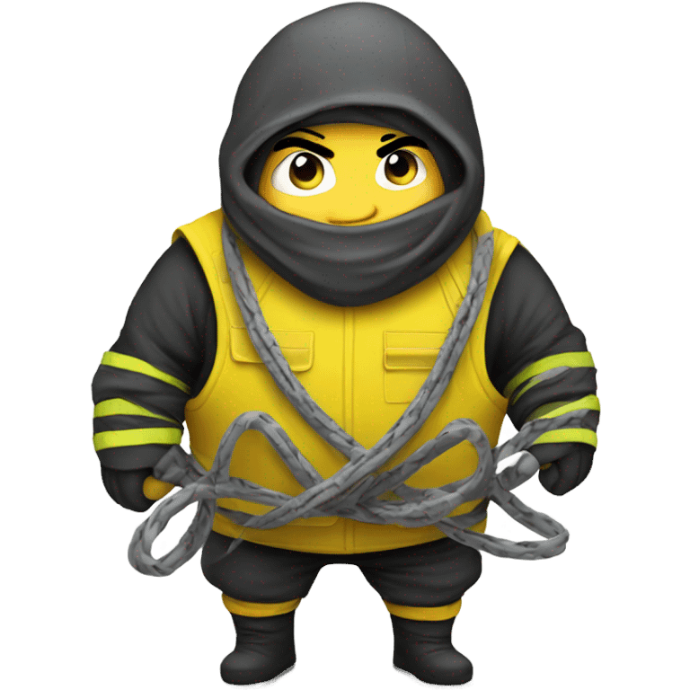 Fat ninja in a safety vest holding wires emoji