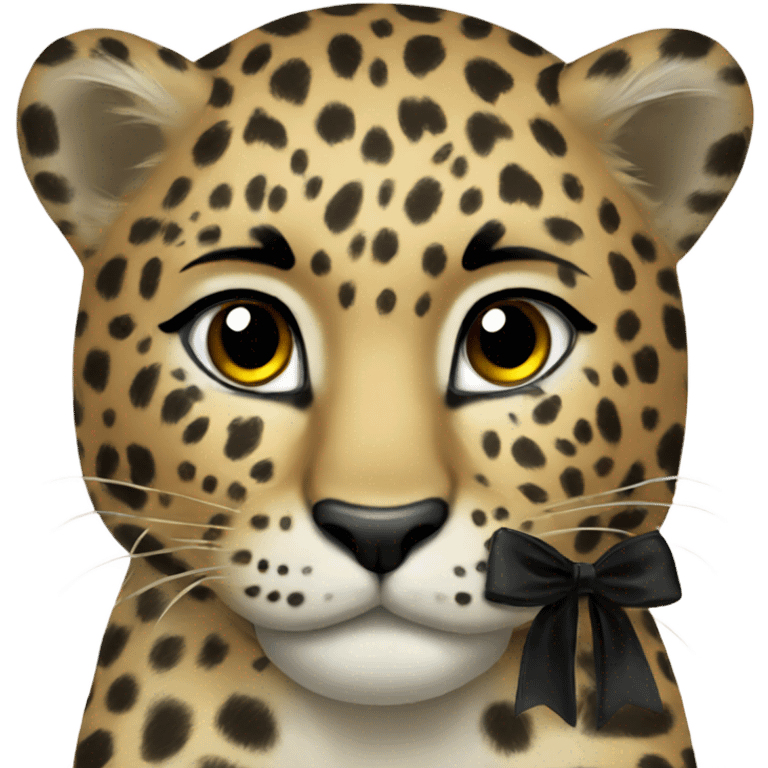 leopard with black bow  emoji