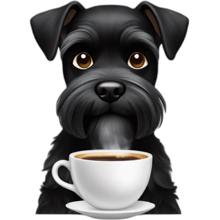 Black miniature schnauzer making an espresso emoji