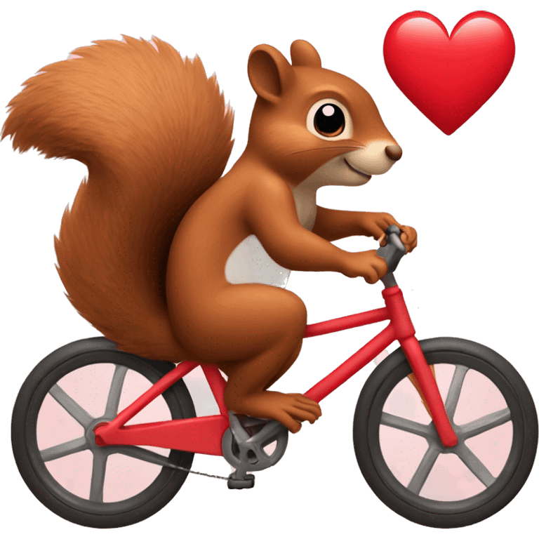 Squirrel riding bike inside heart emoji