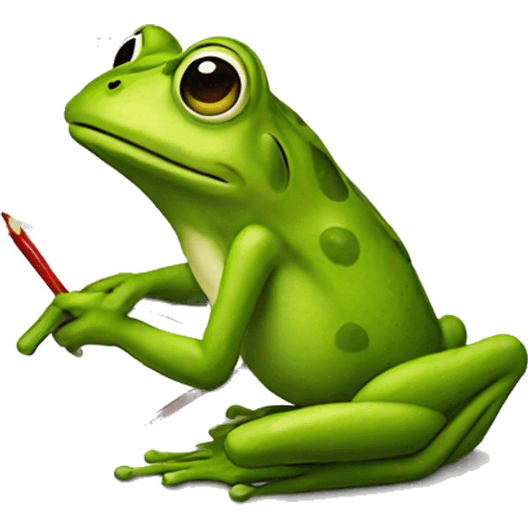 a frog taking notes emoji