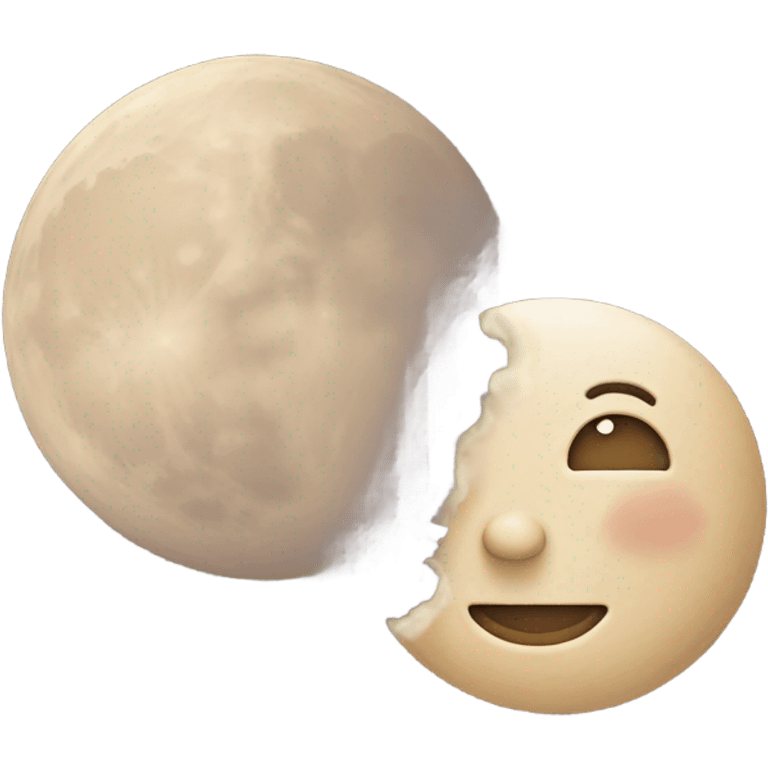 beige realistic moon and realistic beige cloud emoji