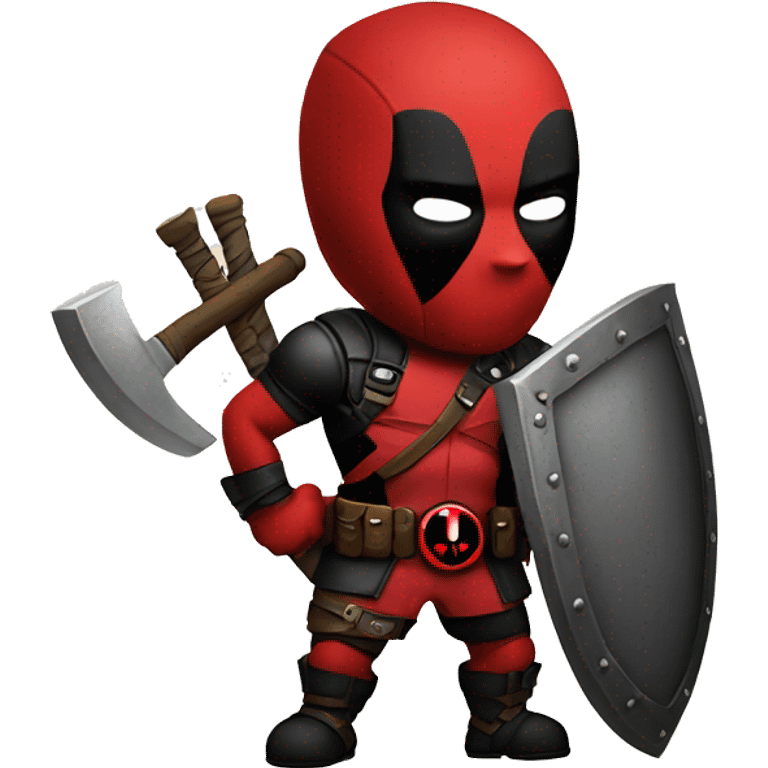 Deadpool holding Viking shield emoji