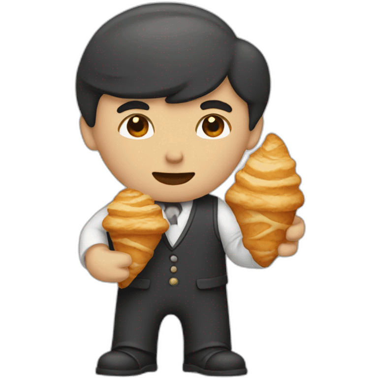 thin man holding a croissant emoji