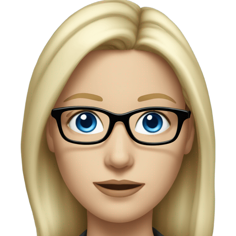 Pretty Caucasian blonde woman with glasses in a suit working, hyper realistic with blue eyes  emoji