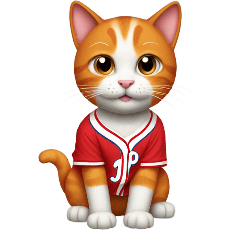 cute orange cat in philadelphia phillies shirt emoji