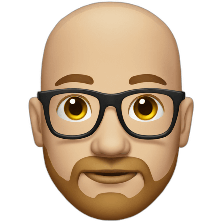 Tattooed bald man with beard and glasses emoji