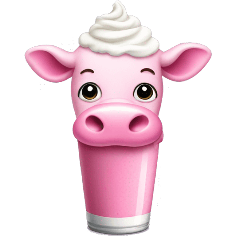 Pink cow drinking a milkshake  emoji