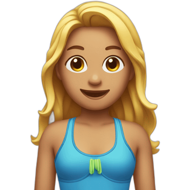 A girl blinking swimming suit emoji