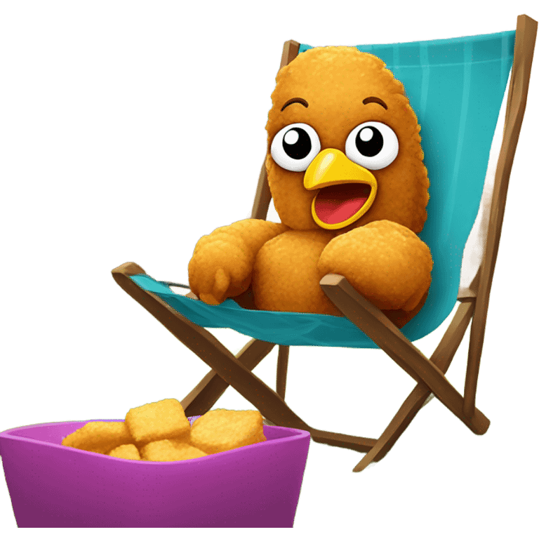 Chicken nugget sitting in lawn chair emoji