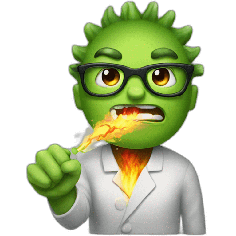 fire breathing angry wasabi with glasses emoji