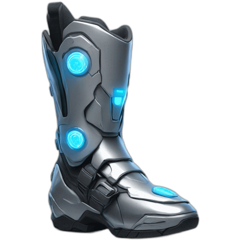 futuristic armored Omega Energy boots radiating omega energy emoji