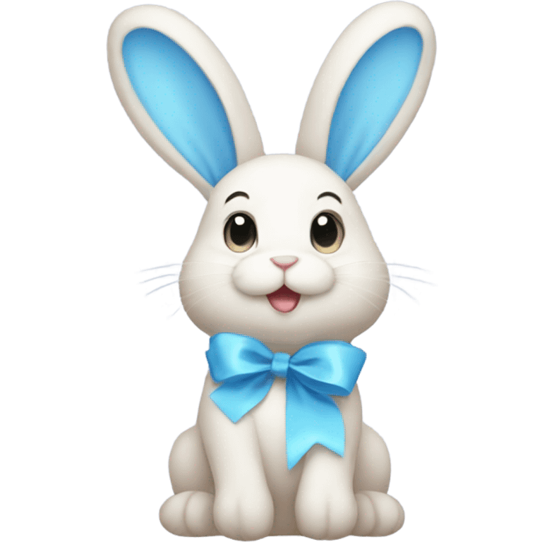 Bunny with a pastel blue ribbon emoji