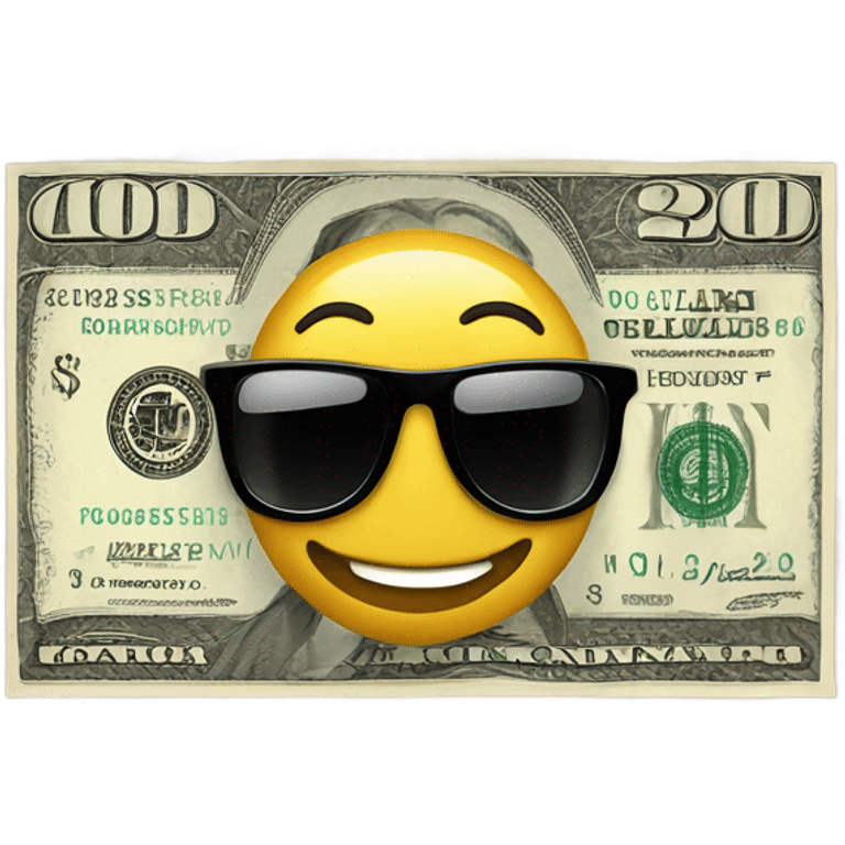 A smiling dollar bill with sunglasses  emoji