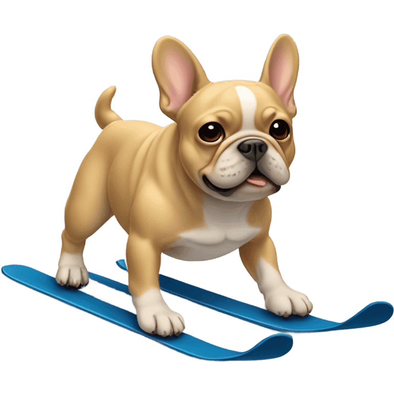 Tan French bulldog skiing emoji