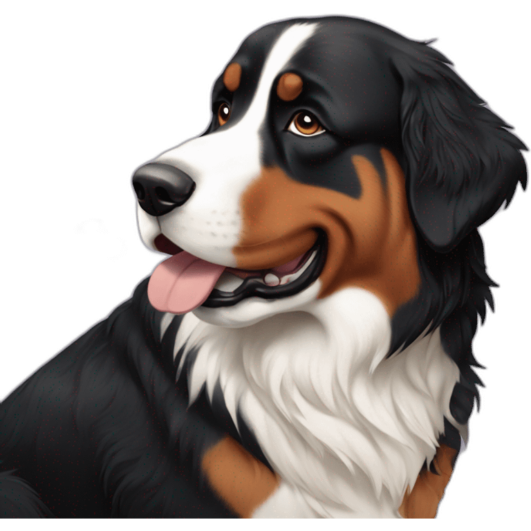 Bernese mountain dog eating peanuts emoji