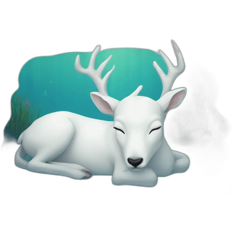 The white deer sleeping in the ocean emoji