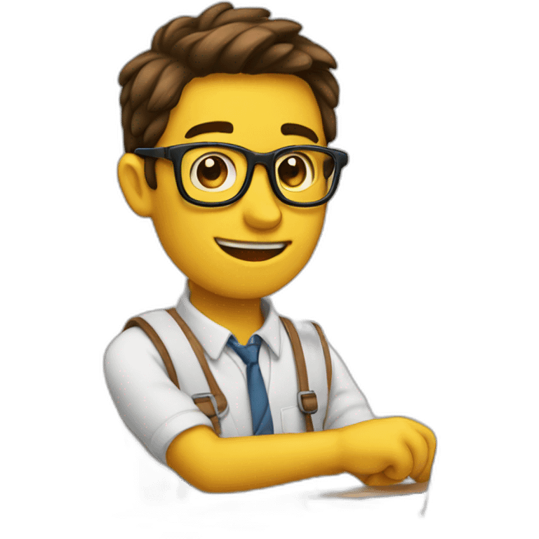 nerd diseñando un emoji emoji