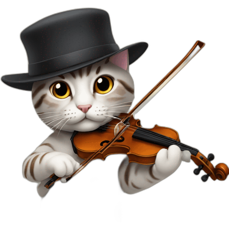 cat playing a violin with a hat emoji